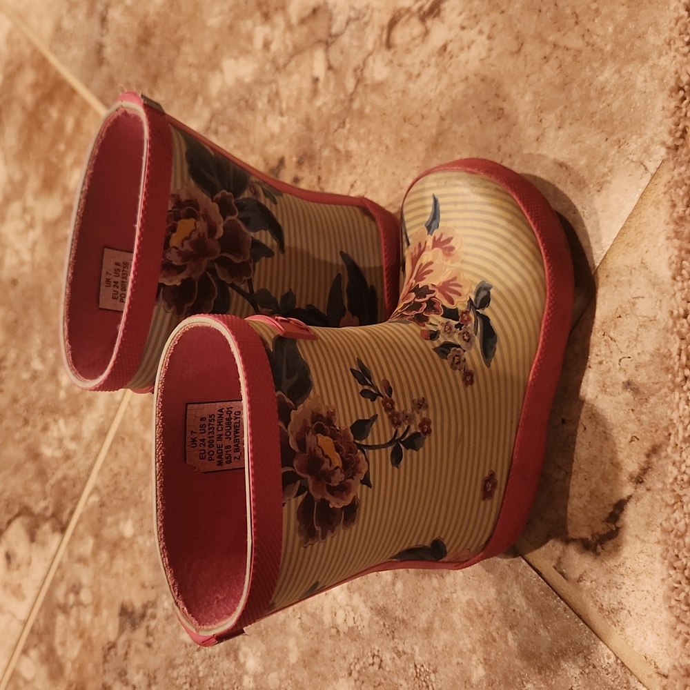 Joules floral kids rain boots
